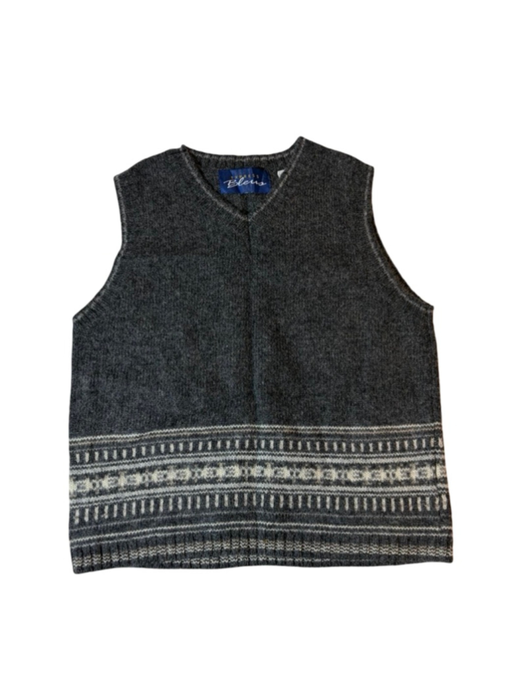 Express Bleus Vintage 100% Wool Fair Isle Sweater Vest Medium